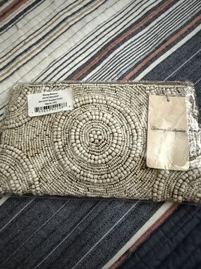 Tommy Bahama Ivory Beaded Circle Clutch